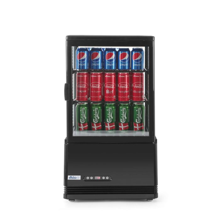 Vitrina rece pt prezentare, neagra, 58 lt, interval temp. 2-6 gr C, 170 W, 2 rafturi reglabile pe inaltime, ARKTIC by Hendi, 452x406x(H)816 mm, Clasa energetica C - Image 5
