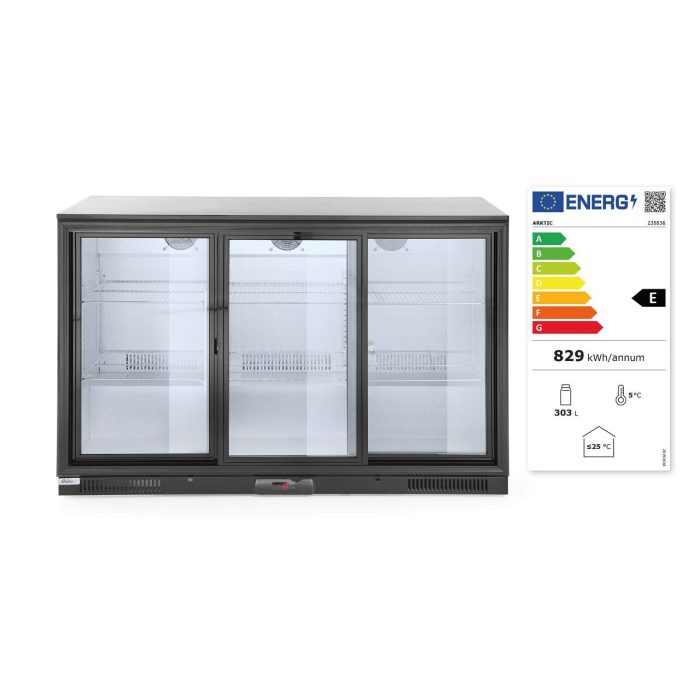 Vitrina frigorifica de prezentare 3 usi glisante interval temperatura 2/10?C, 300 W, corp inox, ARKTIC by Hendi, 1335x500x(h)900 mm 338 Litri, Clasa energetica E - Image 5