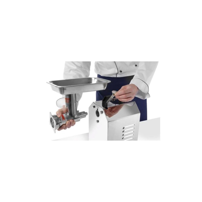 Masina de tocat carne, 2 discuri tocare de 6 si 8 mmm din inox, cutit din inox, melc din inox, tub pentru impingere, Hendi Top Line, 250 Kg/ora, corp inox, palnie inox chirurgical 304, 900 W - Image 2