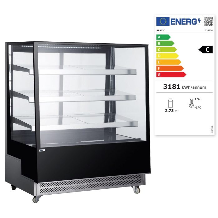 Vitrina frigorifica de prezentare interval temp. 2/6?C, 490 W corp inox, ARKTIC by Hendi, 1200x805x(H)1445 mm, 650 Litri, Clasa energetica C - Image 2