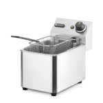 Friteuza electrica profesionala 4 litri, Hendi Kitchen Line, corp inox, termostat reglabil 0-190 gr C, 3000W, 217x400x(H)290 mm,