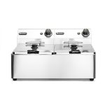 Friteuza electrica profesionala 2x6 litri 2x3300 W, termostat 0-190 gr C, corp inox, Hendi Kitchen Line, 550x430x(H)290 mm