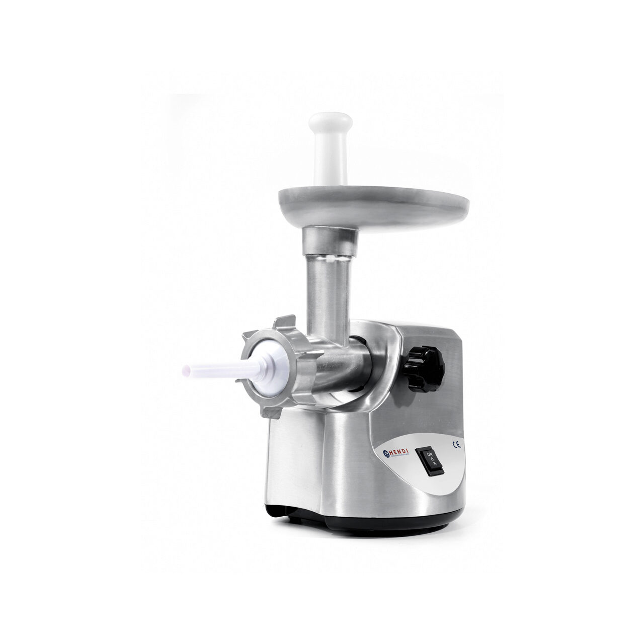 12589507_BIG.jpg Masina de tocat carne, 2 discuri taiere incluse 4 si 7 mm, 3 accesorii umplere carnati 12, 15, 20 mm, Hendi 198, corp aluminiu, palnie fonta, 400W - Image 1