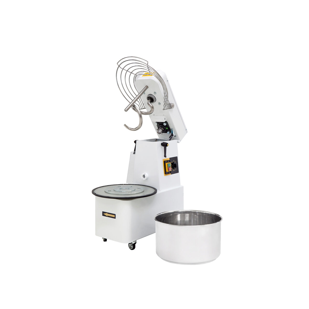 12589590_BIG.jpg Malaxor profesional spirala cu vas detasabil 1 viteza echipat cu roti pivotante vas, capac si spirala din inox 18/10 Hendi 41 litri, capacitate maxima incarcare 35 Kg, productivitate 112 Kg, 1100 W 480x805x(H)870 mm - Image 1