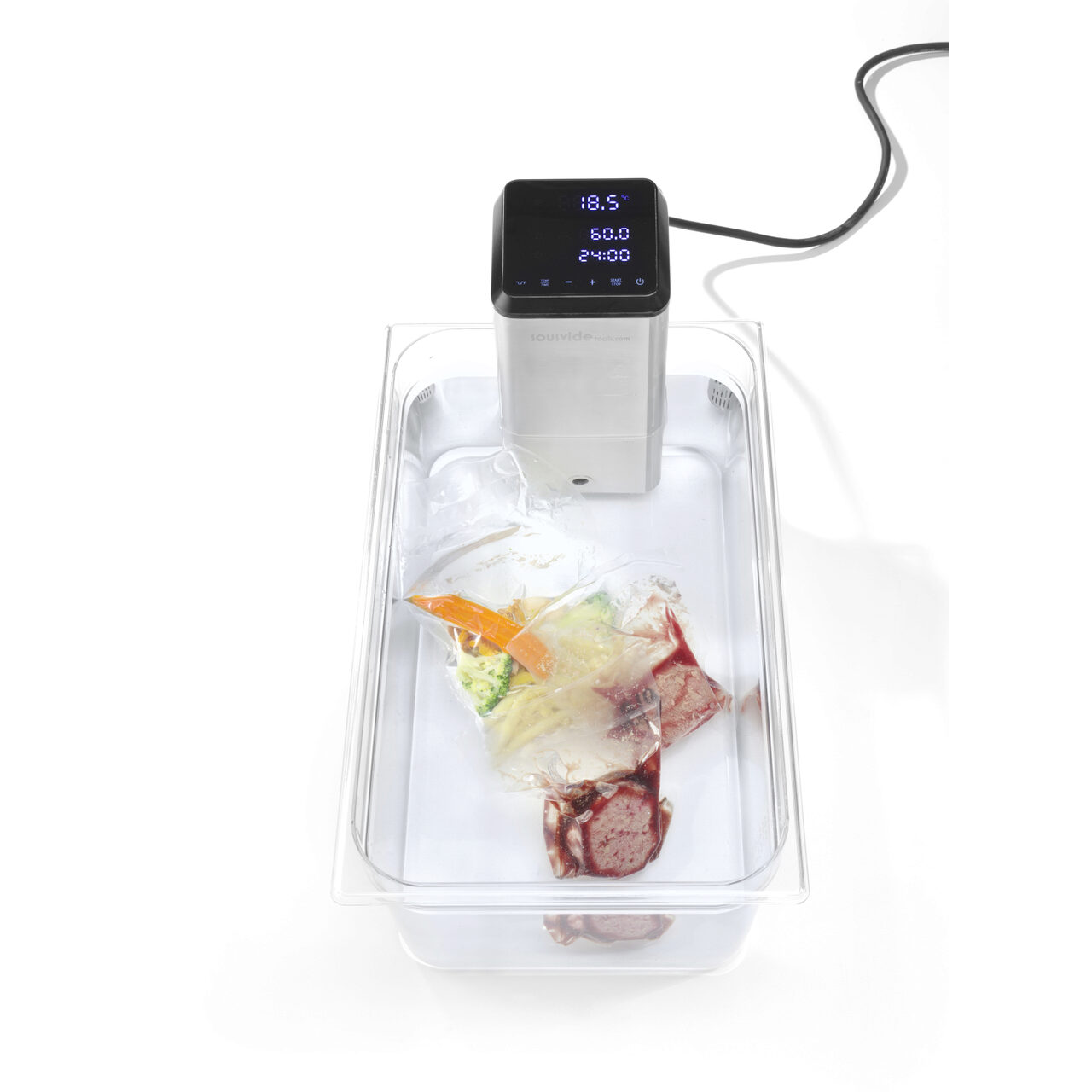 12589592_BIG.jpg Aparat Sous-Vide Plus IPX7, capacitate pana la 80L, 2200 KW, optiune conectare Wi-Fi la aplicatie Android sau IOS cu 600 retete preincarcate, temperatura de la 5°C la 99°C, pas de 0.07°C, display digital cu ecran tactil de 4 inch, 130x145x(H)330 mm - Image 1