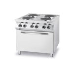 Aragaz electric Hendi Kitchen Line cu 4 plite si cuptor convectie 400V/13400W GN1/1 800x700x(H)900 mm