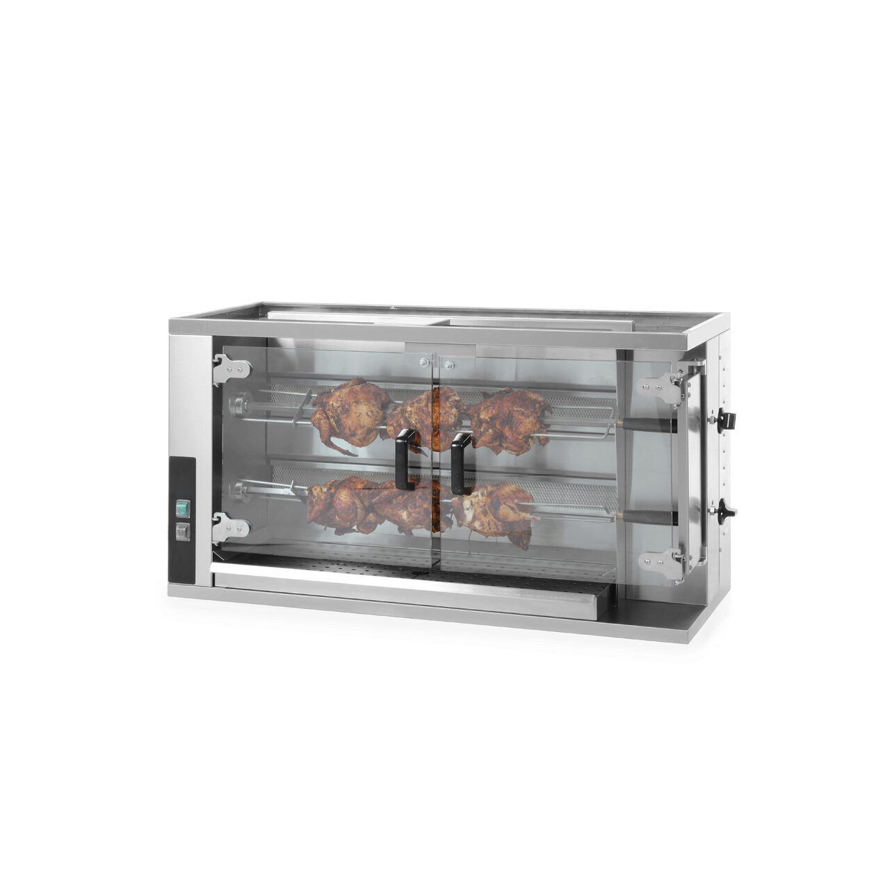 12589647_BIG.jpg Rotisor gaz profesional pentru 8 - 10 pui 2 viteze de rotatie 1150x472x(H)605 mm Inox Hendi - Image 1