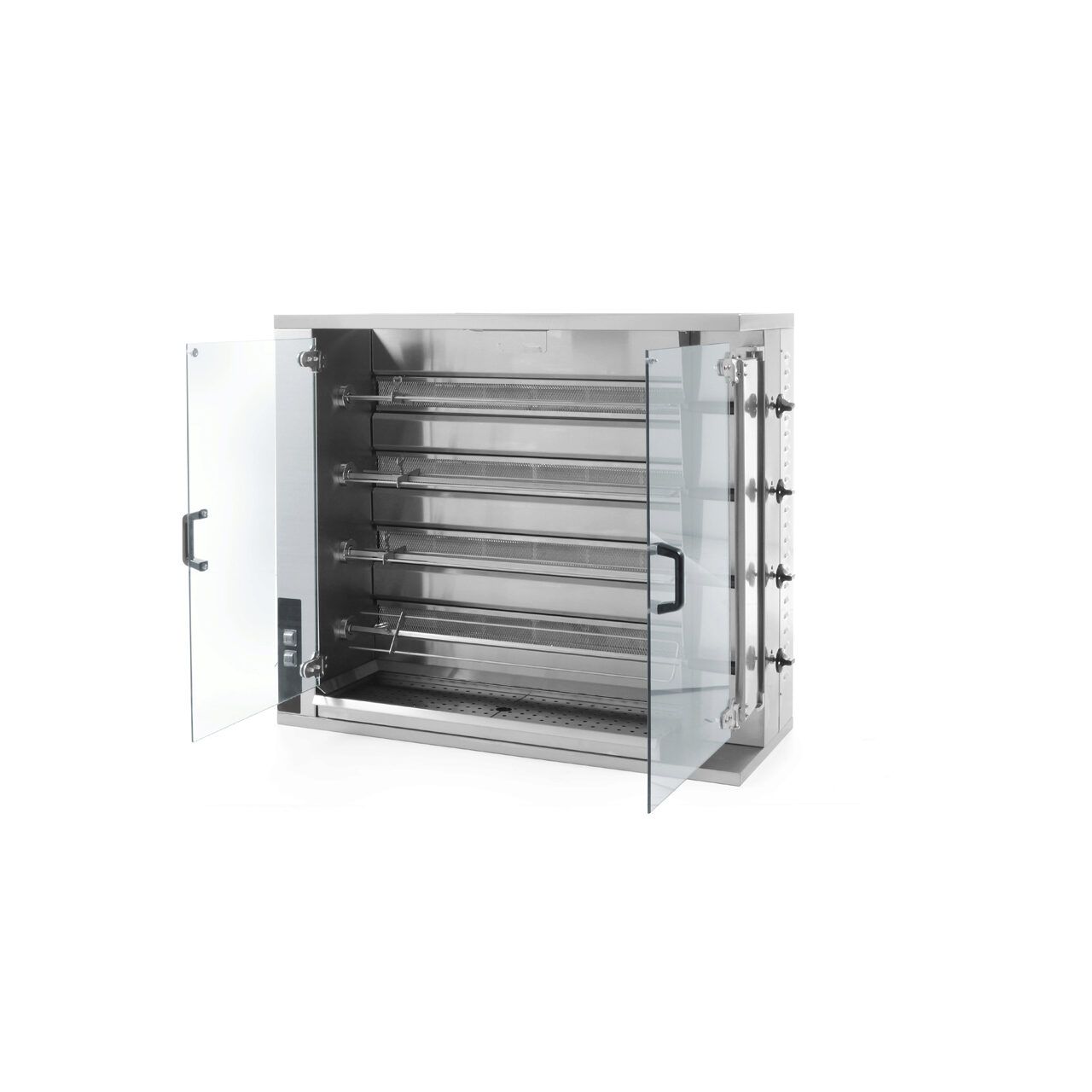 12589649_BIG.jpg Rotisor gaz profesional pentru 16 - 20 pui 4 viteze de rotatie 1150x472x(H)981 mm Inox Hendi - Image 1