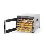 Deshidrator alimente Hendi Profi Line, 550 W, 6 tavi inox, temperatura reglabila 35-75 C, Gri, timer, panou de control digital