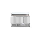 Masa pizza profesionala, cu 3 usi 380 L inox, ARKTIC by Hendi interval temperatura -2/+8 gr C 310 W 1365x700x(H)1120 mm