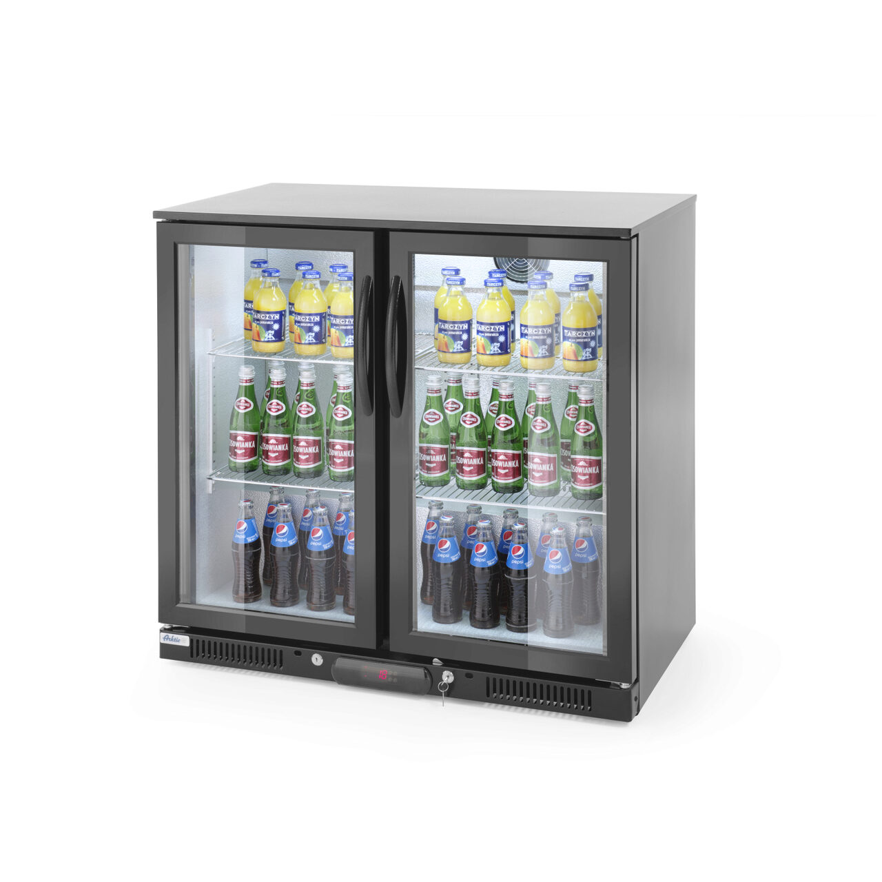 12589839_BIG.jpg Vitrina frigorifica pentru bar, 198L, 2 usi batante, iluminat LED, 900x500x(H)900mm - Image 1