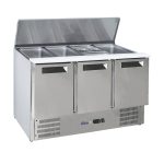 Masa rece cu 3 usi pentru salata cu capac rabatabil Hendi by Arktic, 1365x700x(H)860 mm,