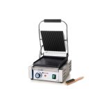 Contact grill profesional, partea superioara striata, partea inferioara neteda, 1800W, termostat 0-300 gr C, suprafata grill 22 x 23 cm, dimensiuni 29x37x(H)21 cm, Hendi