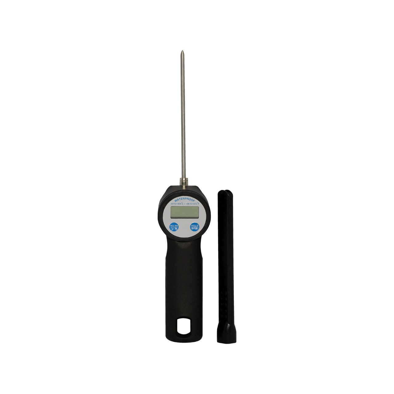 12589947_BIG.jpg Termometru bucatarie digital, rezistent la apa, interval masurare -50/+300 gr C, gradatie 0,1 gr C, sonda inox 12 cm, capac protectie, 5x(H)29 cm, Hendi - Image 1