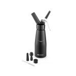 Aparat / sifon frisca, 0,5 litri, corp negru polipropilena, Hendi Kitchen Line, include 3 duze si perie curatare, 80 x 260 mm, Negru