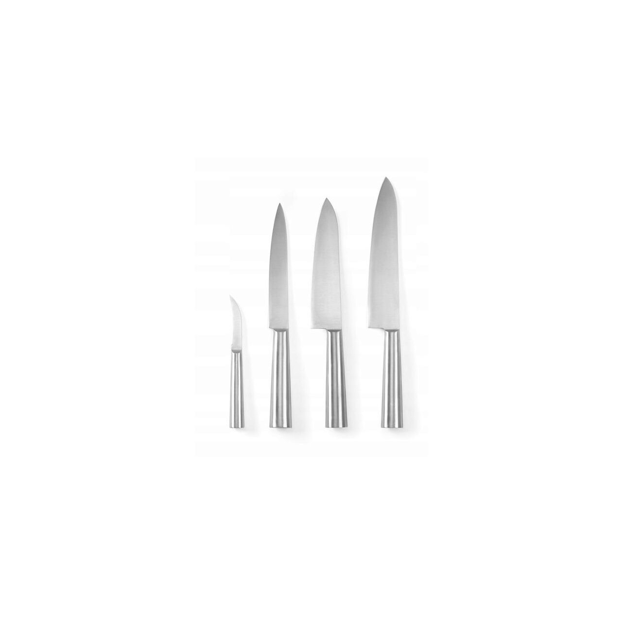 12591701_BIG.jpg Set 4 cutite profesionale din inox, Hendi, cutite inluse: bucatarului 37 cm si 33 cm, sunca 33 cm, decojire 19 cm - Image 1