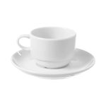 Ceasca cu farfuriuta Bianco 230 ml portelan alb, , Fine Dine