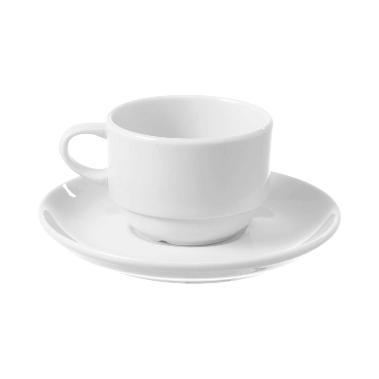 12591853_BIG.jpg Ceasca cu farfuriuta Bianco 230 ml portelan alb, , Fine Dine - Image 1