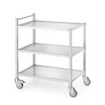 Carucior pentru servire cu 3 rafturi si roti cu frane fiecare raft suporta pana la 75 Kg Hendi, Inox, 800x500x(H)850 mm