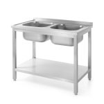 Spalator cu 2 cuve cu polita inferioara, pregatit pentru asamblare Hendi, 1000x700x(H)850 mm