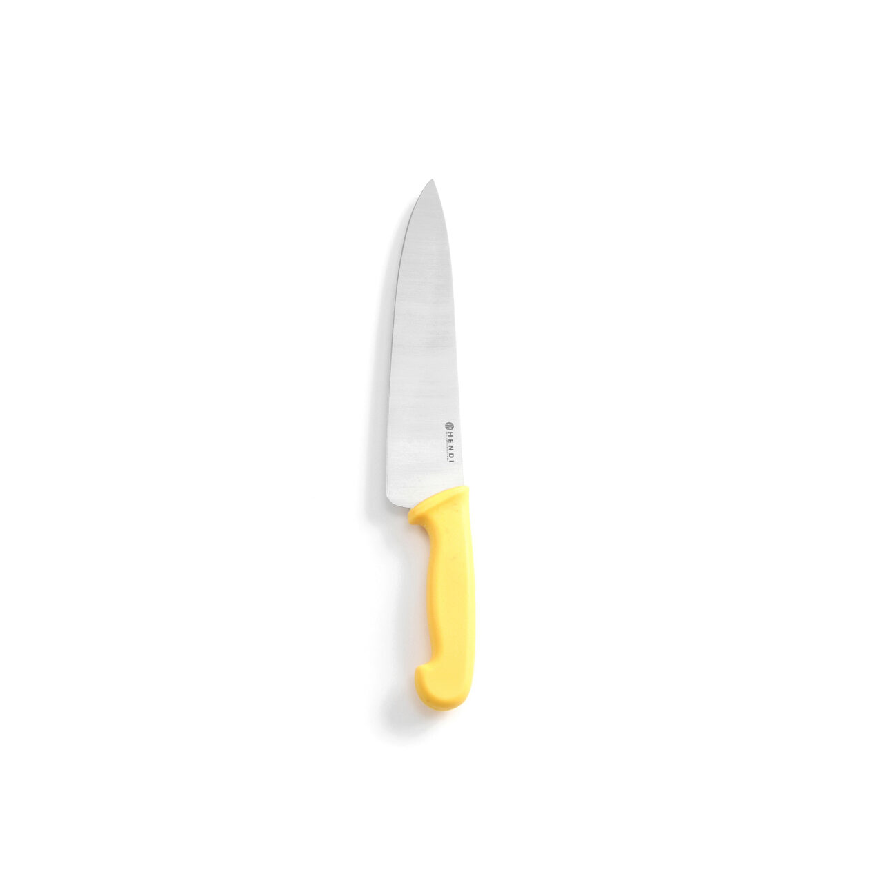 12592493_BIG.jpg Cutitul bucatarului, 24/38.5 cm, lama inox grosime 2.5 mm, maner galben, respecta normele de igiena HACCP, Hendi, potrivit si pentru uz profesional - Image 1