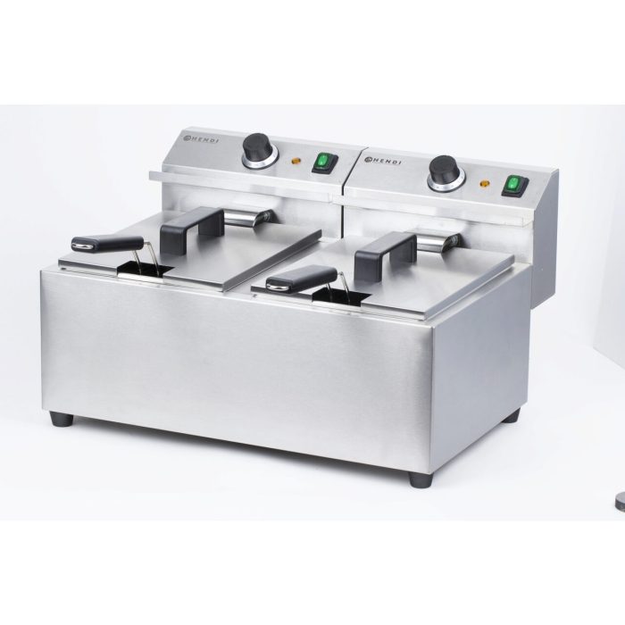 Friteuza electrica profesionala dubla 2x8 litri, inox, 2x3500W, Hendi Mastercook - Image 2