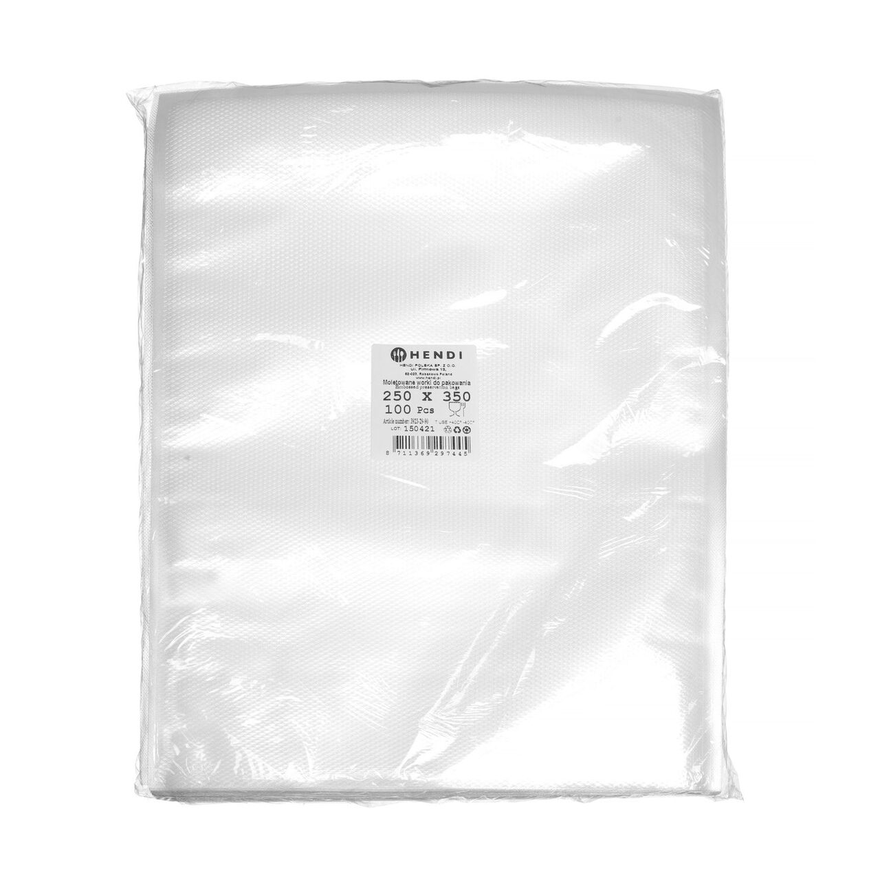 12665305_BIG.jpg Pungi gofrate 250x350mm, Hendi, pentru depozitarea produselor, pentru masini de ambalat tip banda, 100 buc - Image 1
