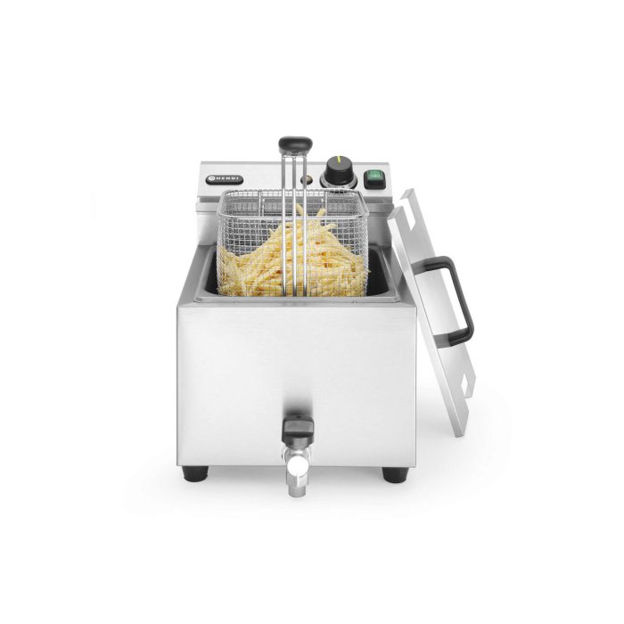 Friteuza electrica profesionala, Hendi Mastercook cu robinet scurgere ulei, Inox, 8 lt, 3500 W, temperatura reglabila pana la 195 gr C, termostat, 515x300x(H)345 mm - Image 2