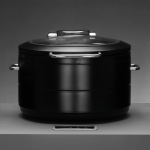 Incalzitor cu inductie rotund cu capac din sticla De Luxe Black, 9l Fine Dine - Image 11