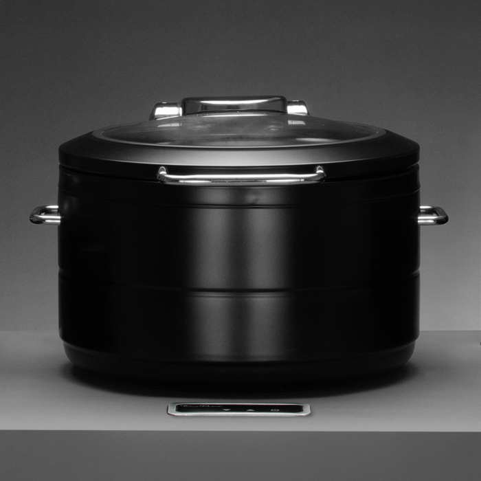 Incalzitor cu inductie rotund cu capac din sticla De Luxe Black, 9l Fine Dine - Image 11