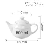 Ceainic Fine Dine Bianco 500 ml, Alb, Portelan - Image 4