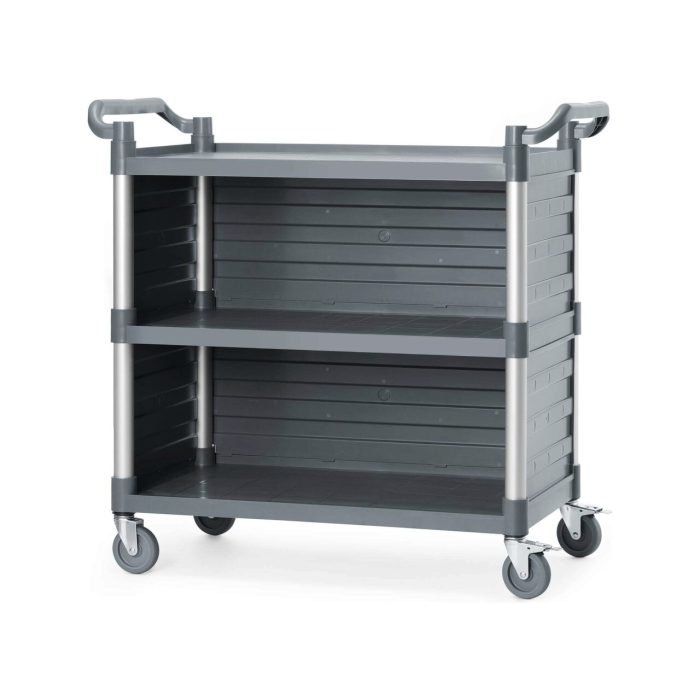 Cărucior de serviciu cu panouri laterale, 3 rafturi, 1010x500x(h)960 mm AmberBox - Image 3