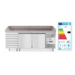 Masa pizza profesionala, cu 2 usi 7 sertare 280 L inox, ARKTIC by Hendi interval temperatura -2/+8 gr C 250 W 2020x800x(H)875 mm - Image 3