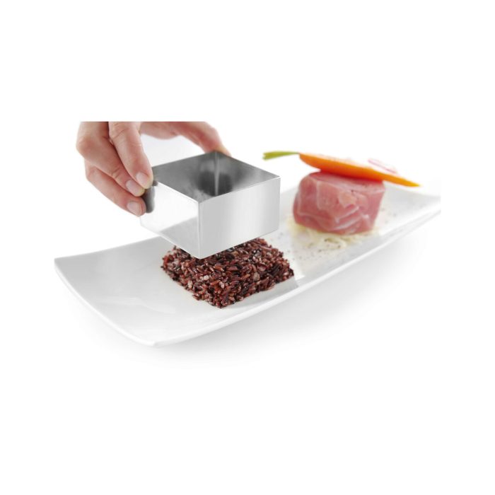 Forma patrata, pentru conturare prajituri si mancaruri 80x80x(H)45 mm, Inox, Hendi - Image 2