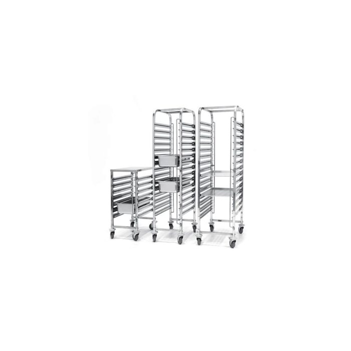 Carucior mobil pt debarasare tavi - pt 15 tavi 60x40 cm- structura inox - 690x515x(H)1695 mm, Hendi - Image 2