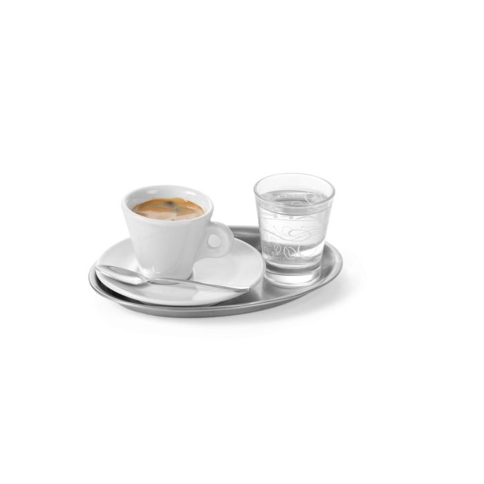 Tava ovala pentru cafea, aperitive, prajituri, 200x140 mm, inox, Hendi - Image 2