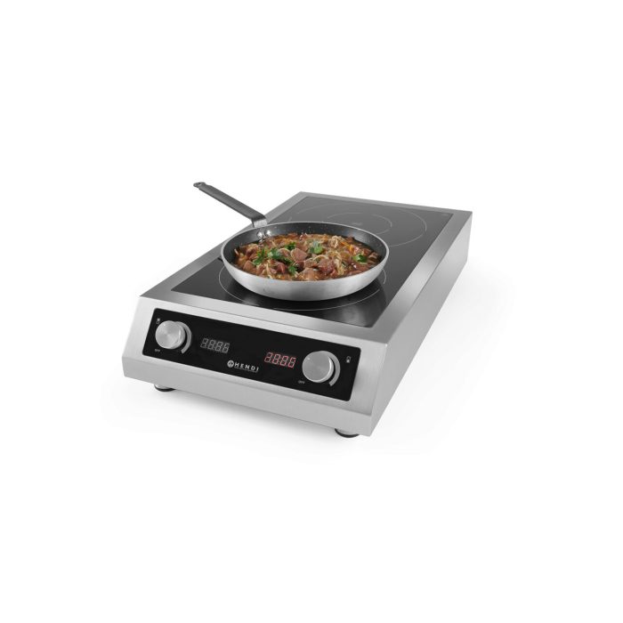Plita cu inductie profesionala, Hendi Profi Line, model 7000 D ,putere 2x3500 W, control digital, corp inox, 40,5 cm x69,8 cm x14,5 cm inaltime - Image 6