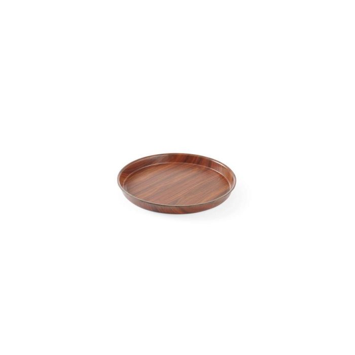 Tava Hendi pentru servire imitatie lemn rotunda, cu margine inalta 320 mm - Image 2