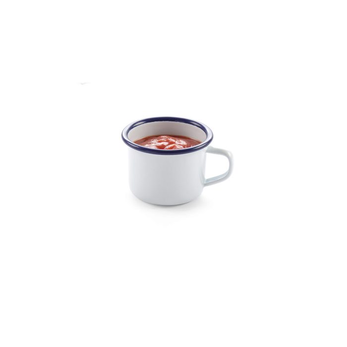 Ceasca emailata 120 ml, 70x(H)50 mm, model traditional alb / albastru, Hendi - Image 2