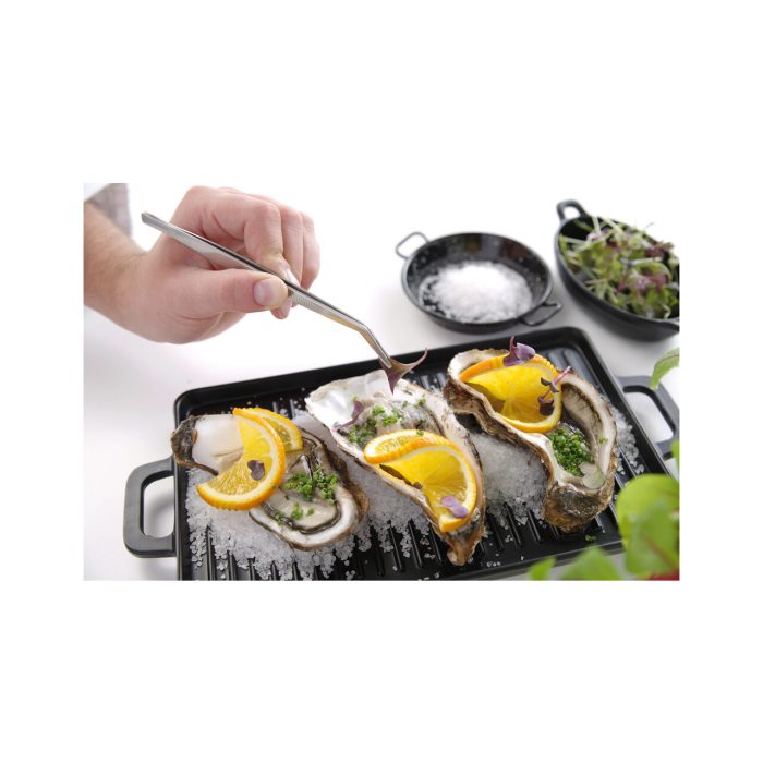 Penseta cu varf curbat, (L)160 mm, inox, pentru decorare / peste / manevrare alimente fierbinti, Hendi - Image 2