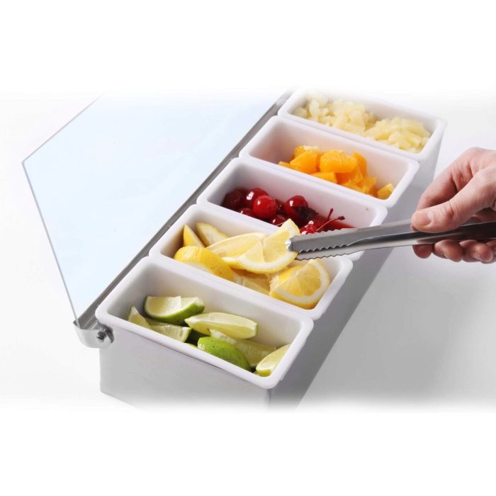 Cutie ingrediente bar / pizza, 5 compartimente, 375x140x(H)90 mm, capac transparent, Hendi - Image 10