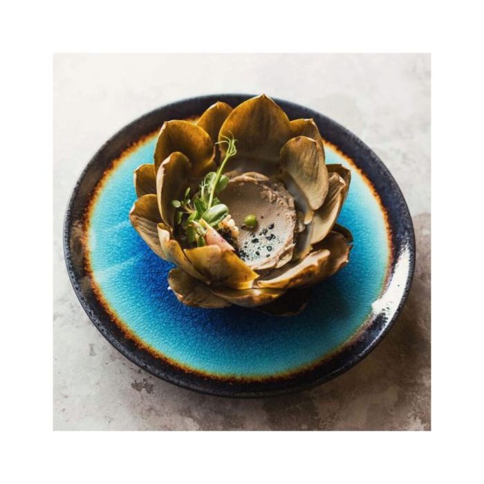 Farfurie Fine Dine, colectia Lazur, diametru 254 mm, portelan decorat manual - Image 4