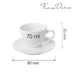 Ceasca eleganta cu farfurie Fine Dine, Bianco, Alb, portelan vitrificat, rezistenta la temeperaturi de pana la 180 C, 70 ml - Image 4