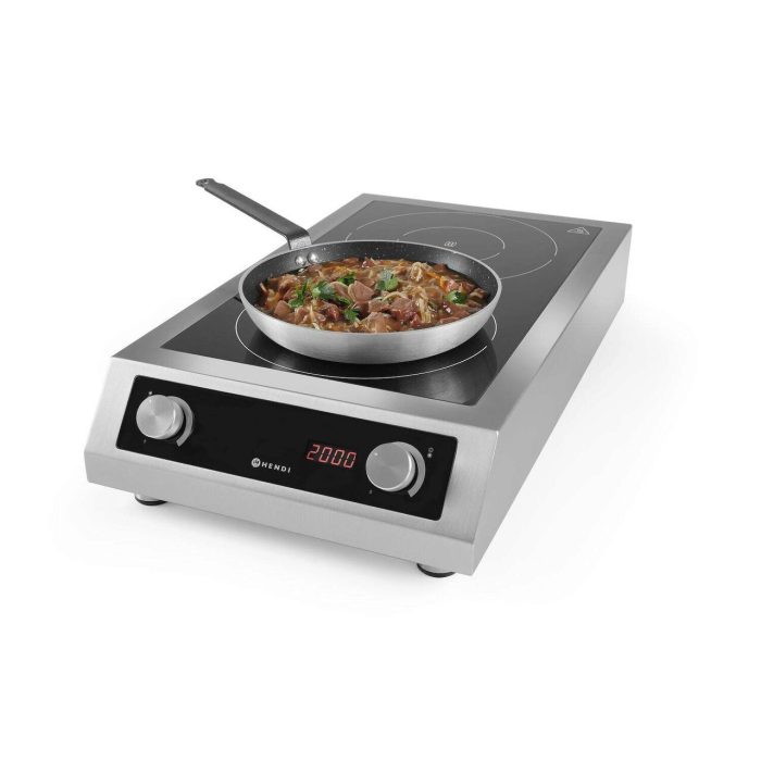 Plita cu inductie profesionala, Hendi Profi Line, model 7000 D ,putere 2x3500 W, control digital, corp inox, 40,5 cm x69,8 cm x14,5 cm inaltime - Image 8