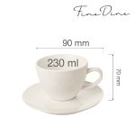 Ceașcă elegantă cu farfurioară pentru ceai și cafea Fine DIne, Crema 230 ml - Image 8
