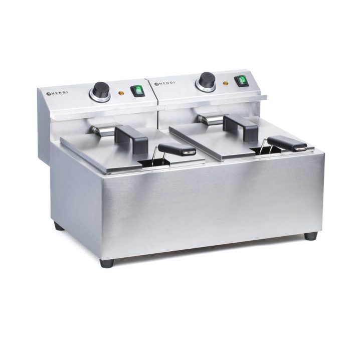 Friteuza electrica profesionala dubla 2x8 litri, inox, 2x3500W, Hendi Mastercook - Image 3