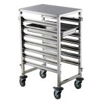 Carucior Hendi pentru debarasare tavi 7 x GN 1/1, 445x615x(h)945 mm Inox, 4 roti pivotante, 2 cu frane - Image 2