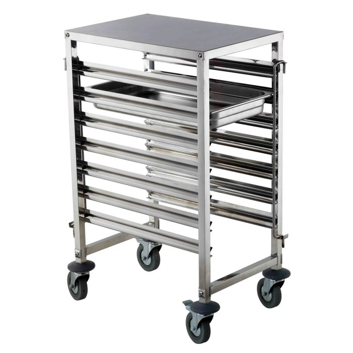 Carucior Hendi pentru debarasare tavi 7 x GN 1/1, 445x615x(h)945 mm Inox, 4 roti pivotante, 2 cu frane - Image 2
