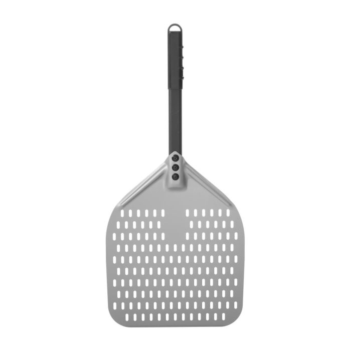 Paleta de pizza patrata perforata cu maner scurt, 305x660 mm - Image 2