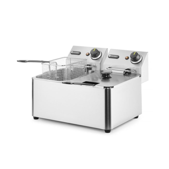 Friteuza electrica profesionala 2x4 lt, 2x3000W, inox, termostat 0-190 gr C, Hendi Kitchen LIne, 47x42x(H)33 cm - Image 4